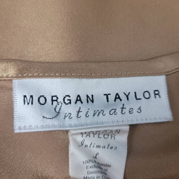 Morgan‎ Taylor Intimates Gold Satin Slip Dress Sz L Black Velvet Bust Feminine - Picture 3 of 6